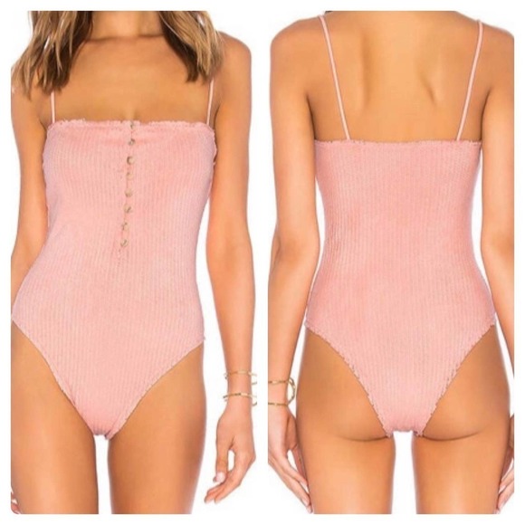 VIX PAULA HERMANNY Pink Romance Scales Buttons One Piece Swimwear Size L NWOT - Picture 11 of 16